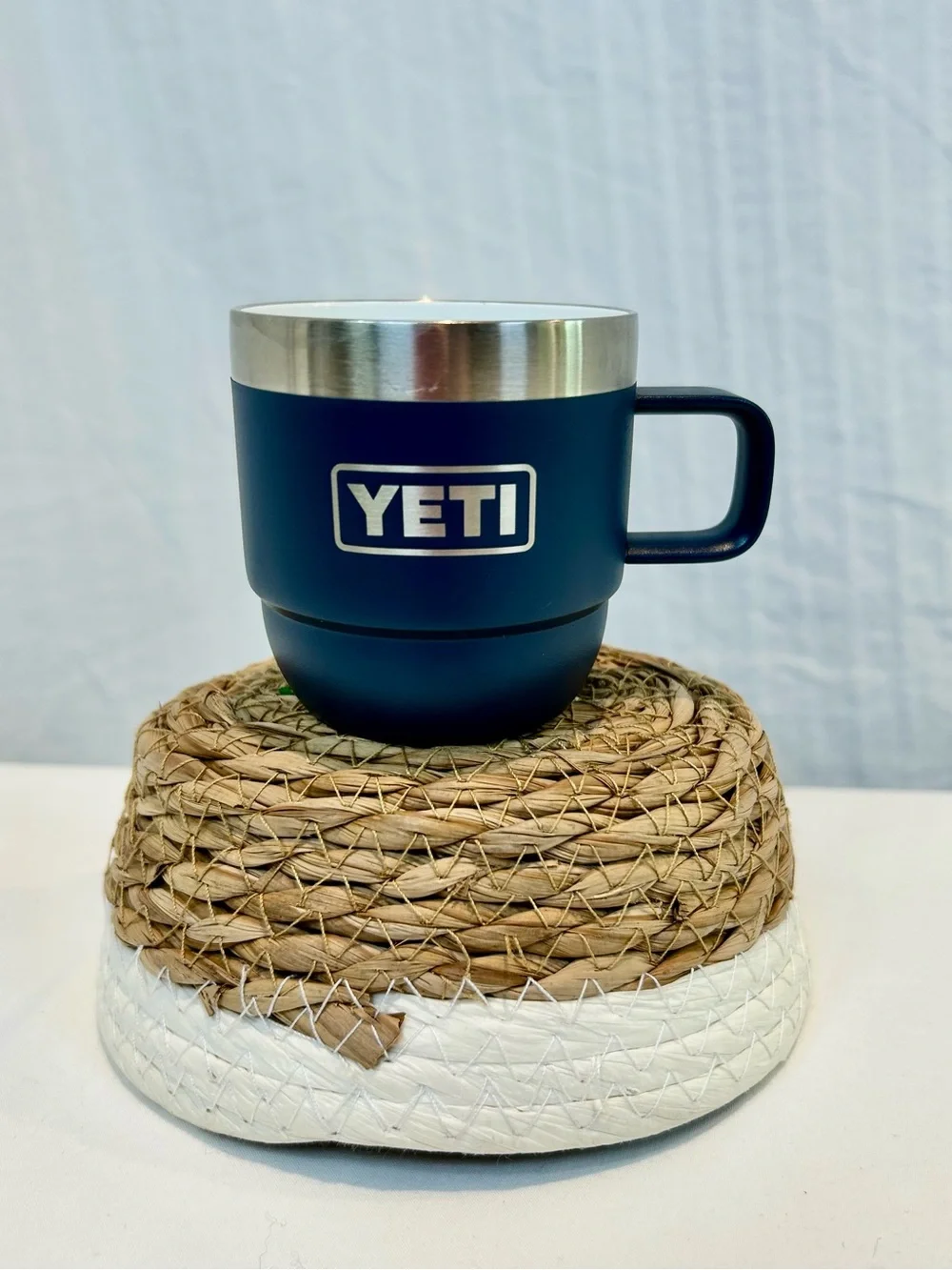 YETI NWT Navy Blue Rambler 6 oz Stackable Stainless Steel Travel Mug w Handle